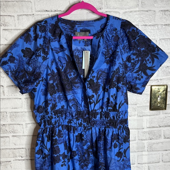 NWT Anthropologie Somerset blue black floral dress - Picture 3 of 9